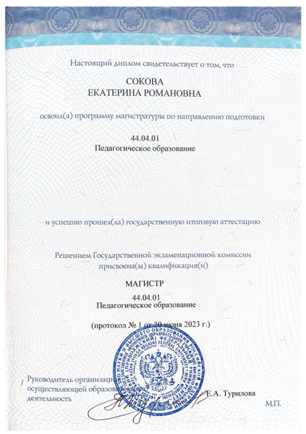 Диплом магистра
