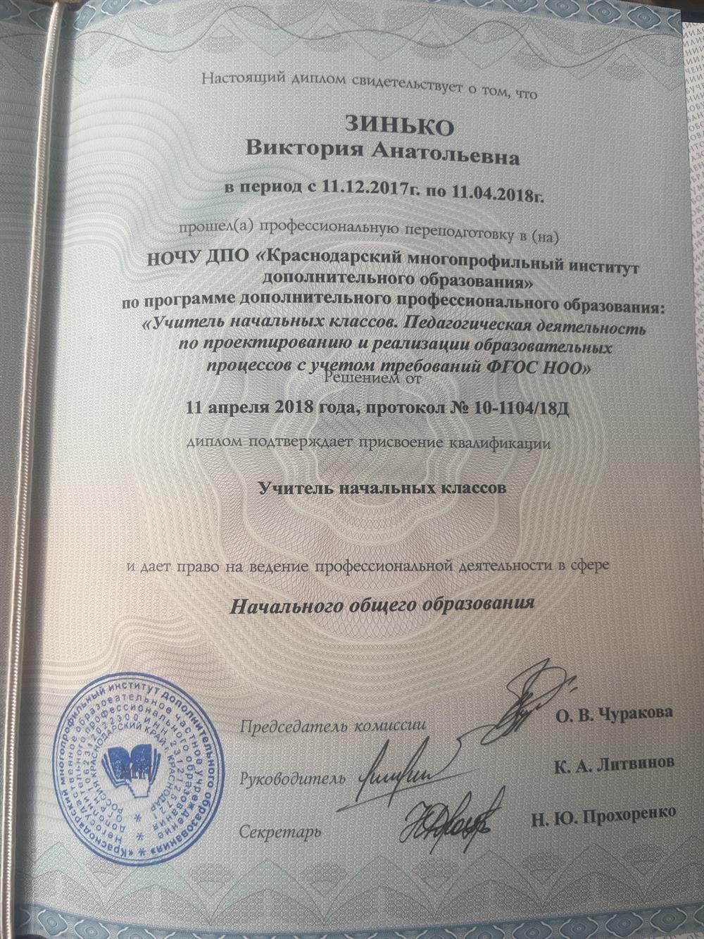 Диплом учителя начальных классов 