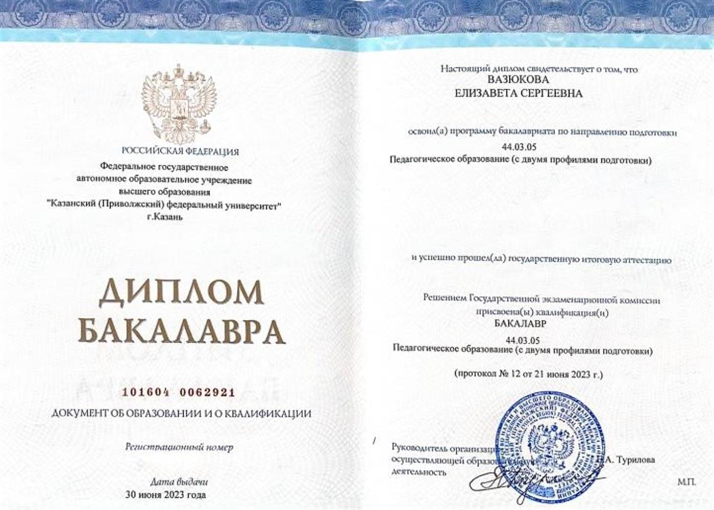 Скан диплома бакалавра