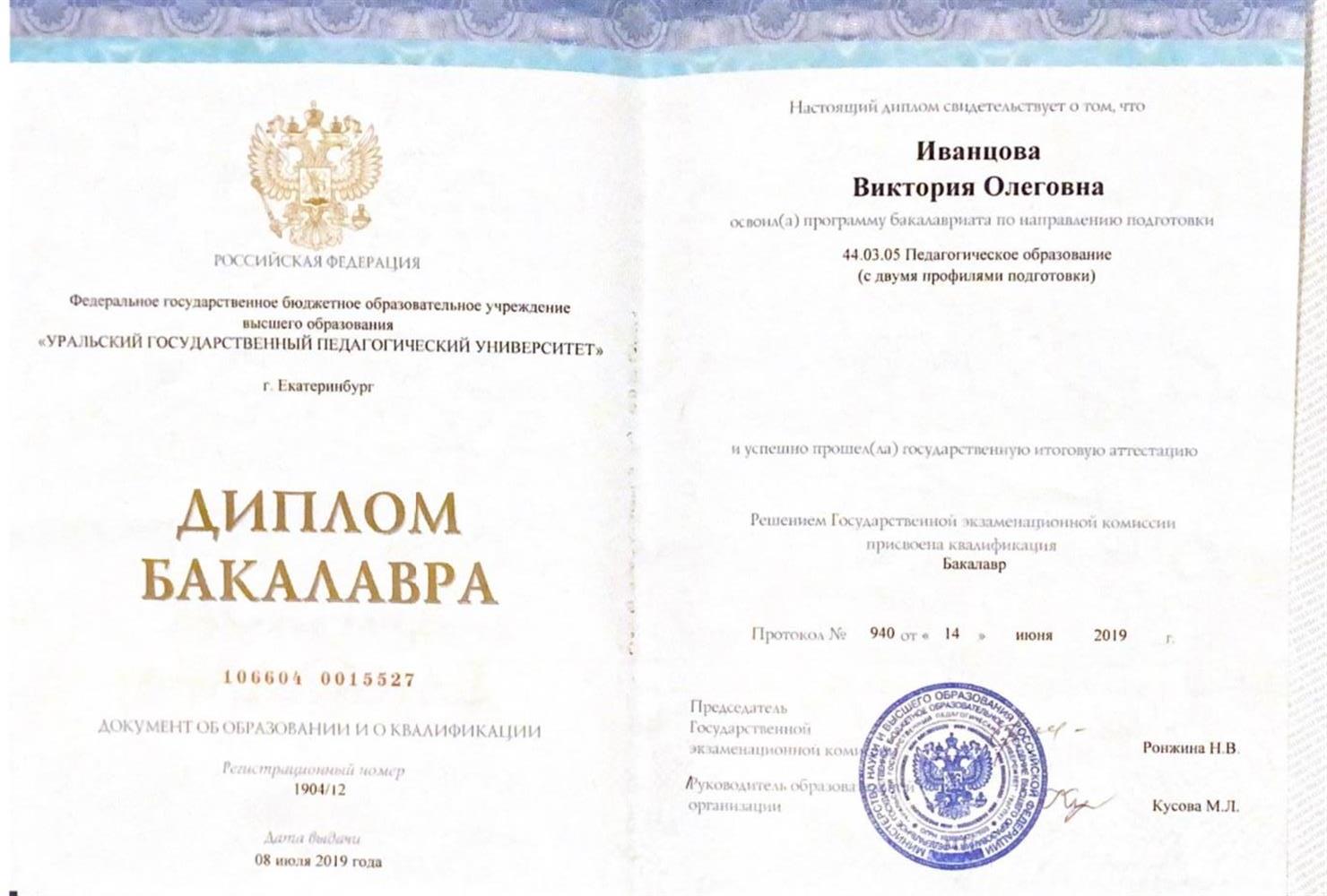 Диплом об образовании 