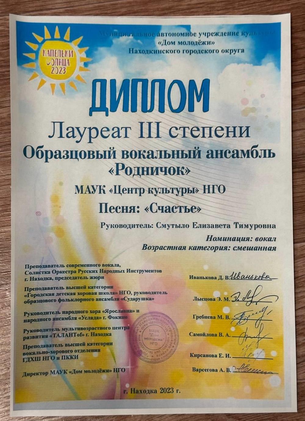 Диплом лауреата