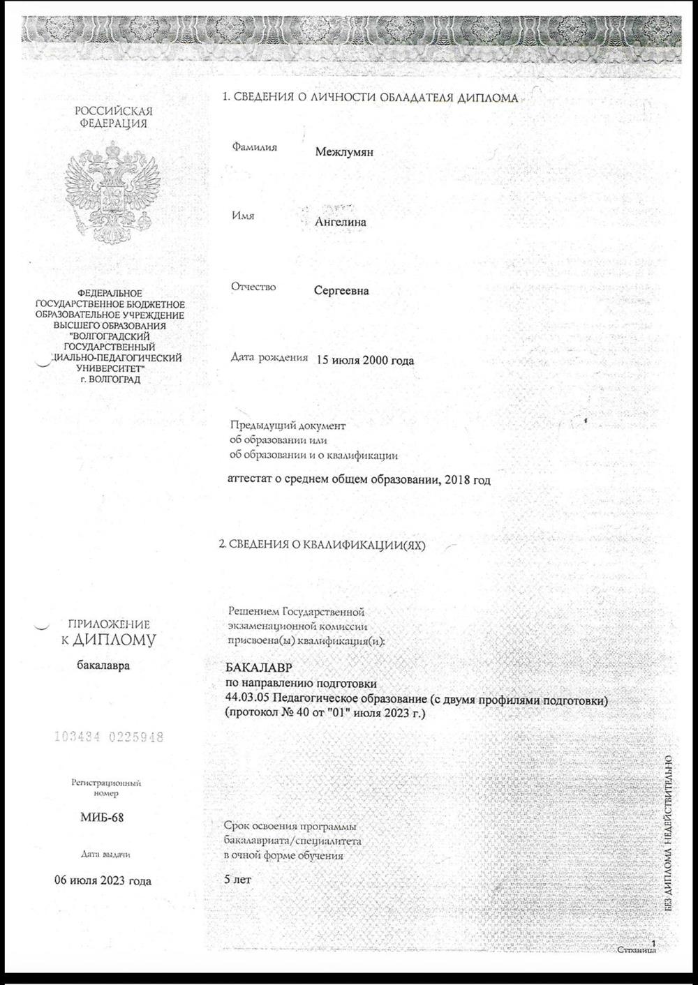 Диплом бакалавра 