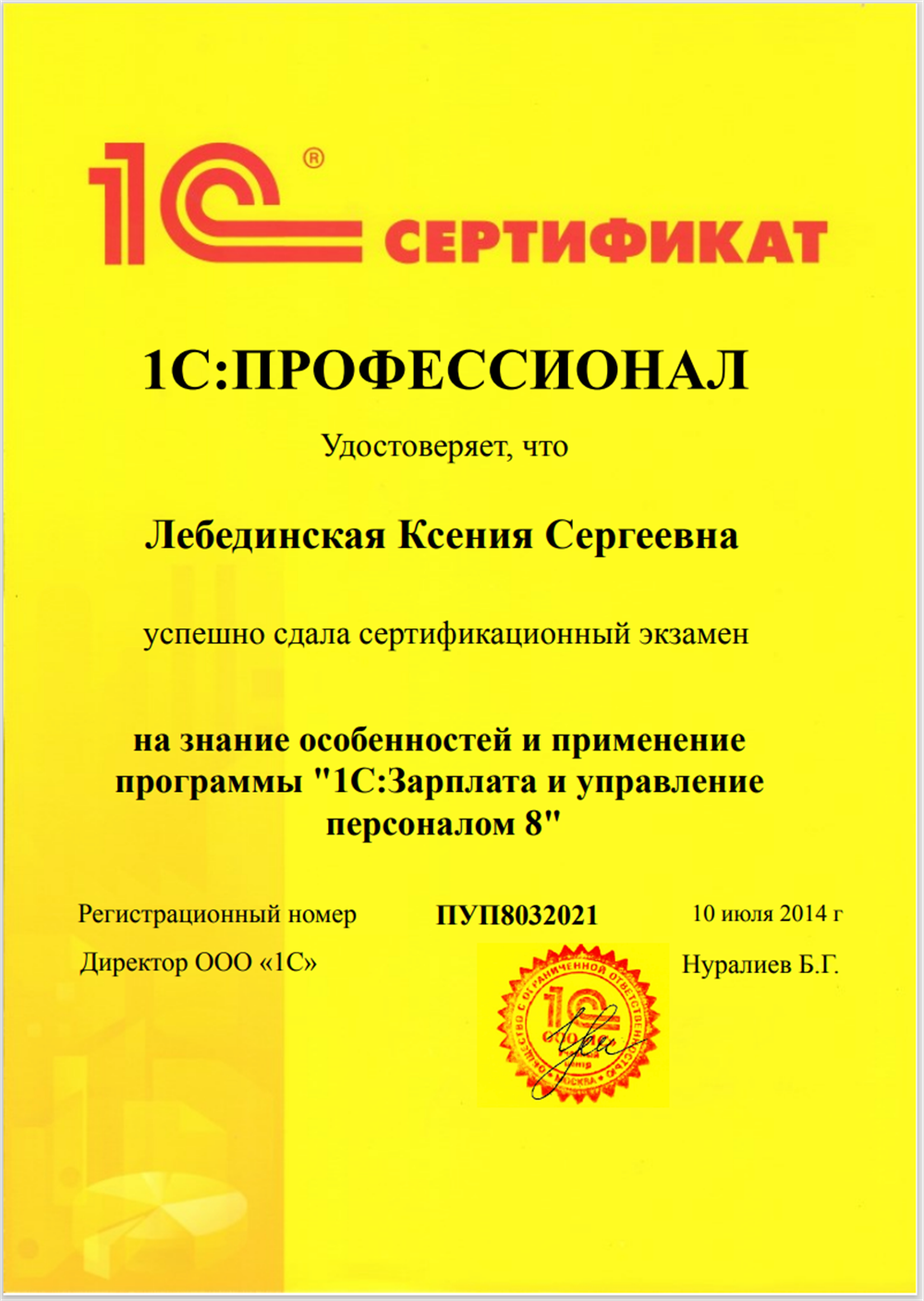 1С:Профессионал Зарплата и управление персоналом