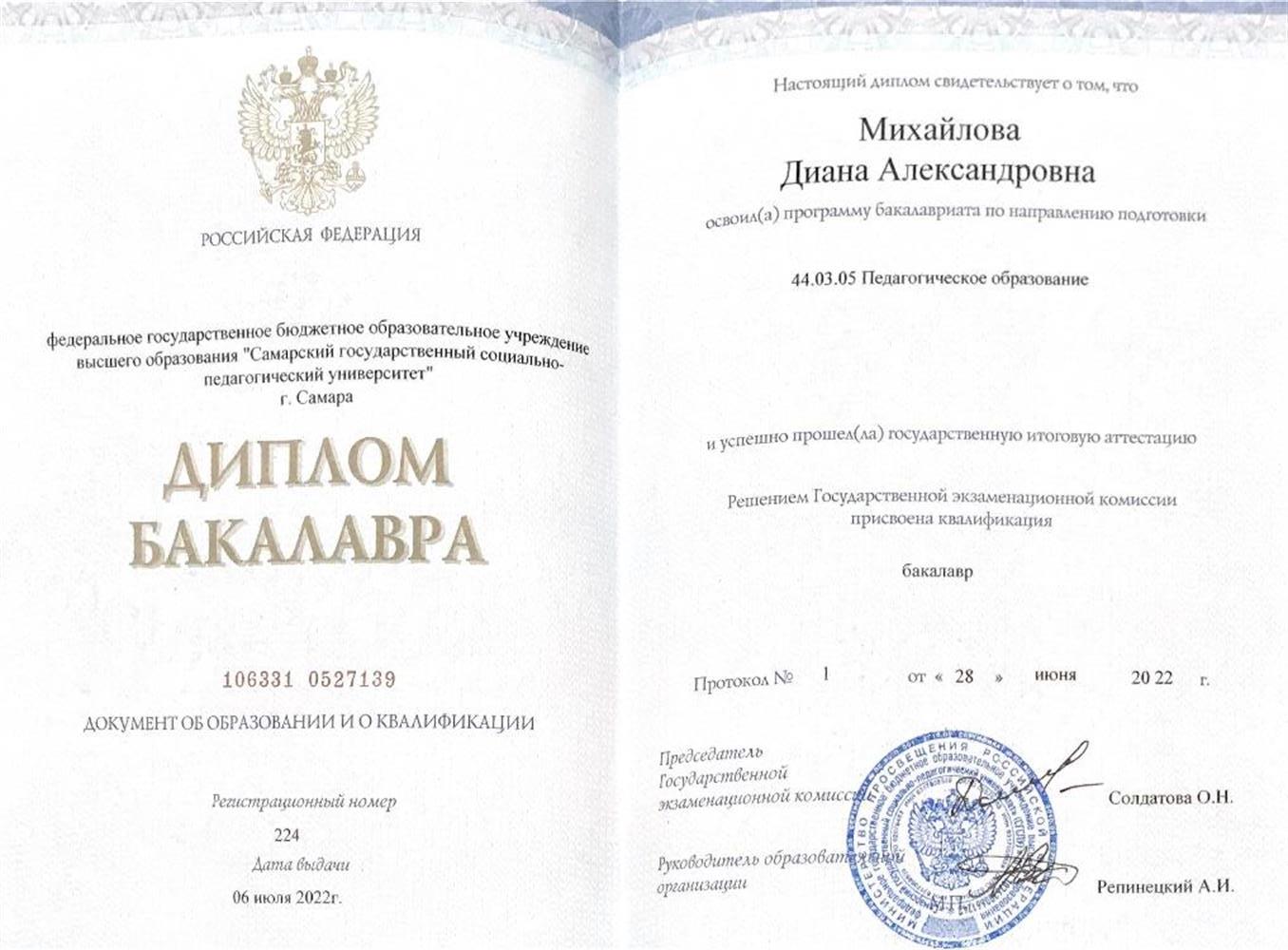 Диплом бакалавра 