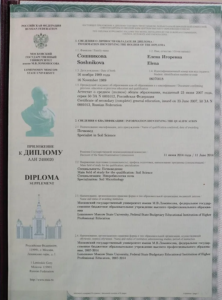 Приложение к диплому