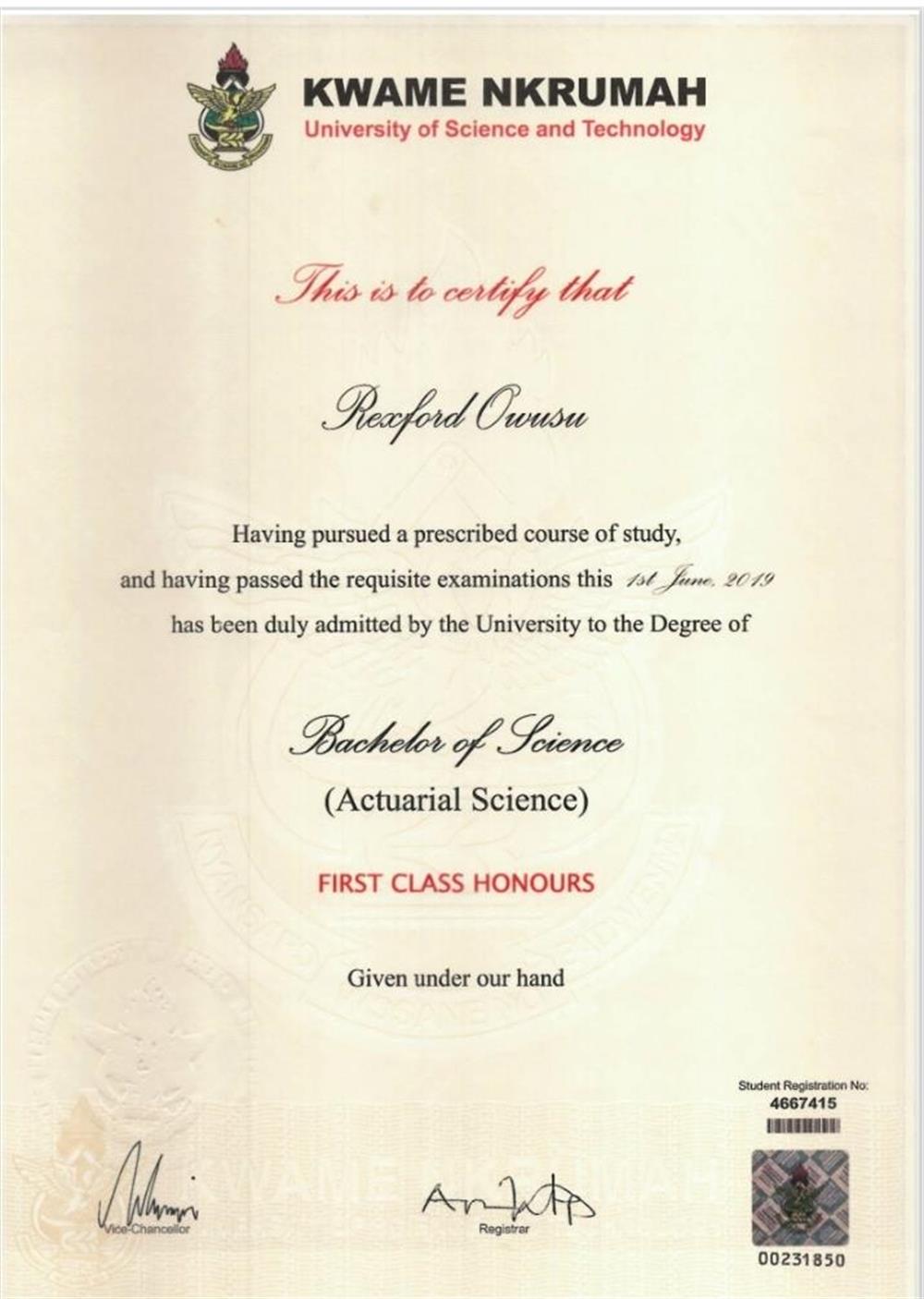 Bachelor's  degree certificate 