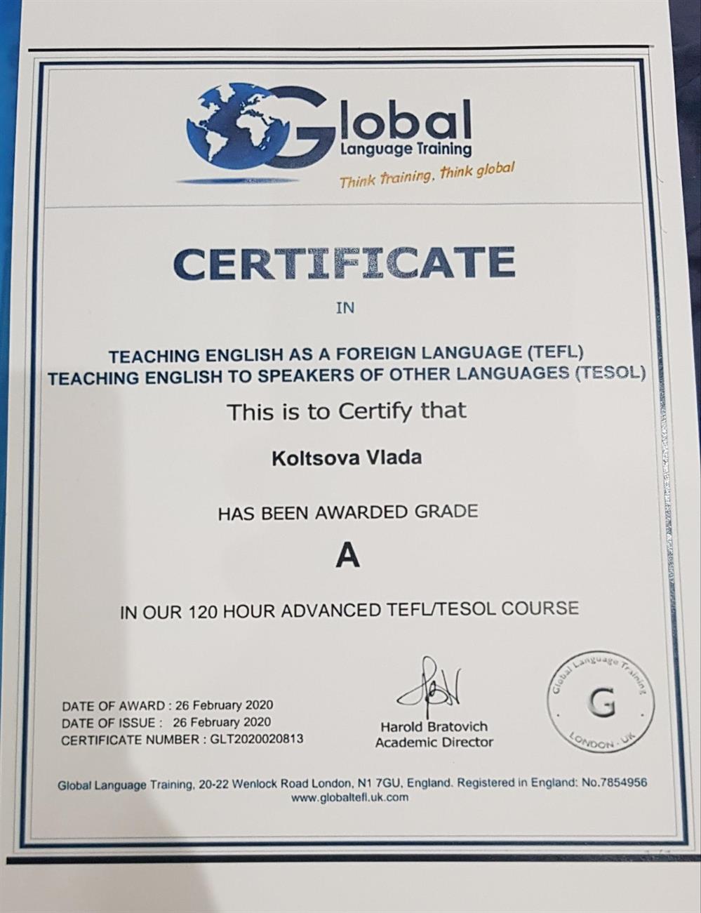 TEFL/TESOL certificate