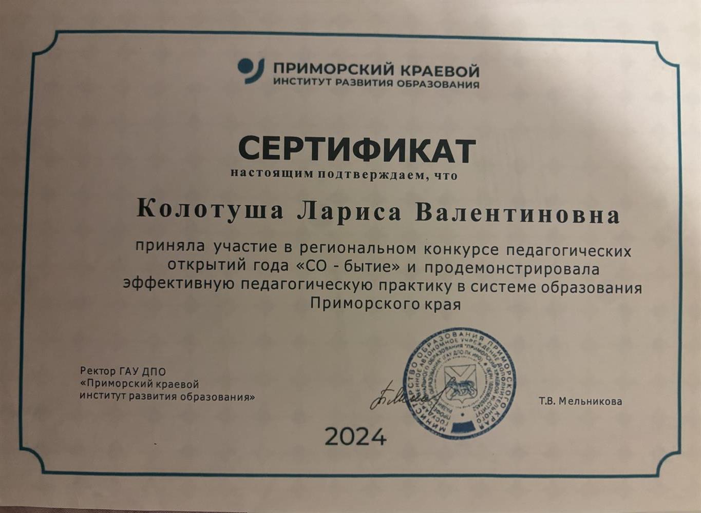 сертификат участия в региональном конкурсе