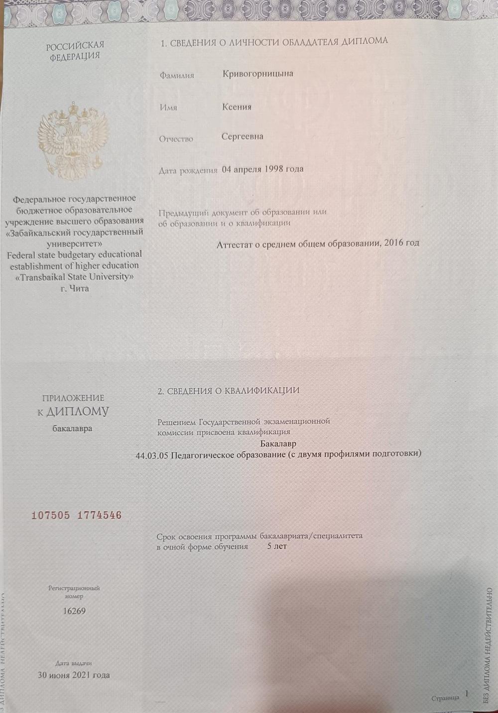 Диплом бакалавра 