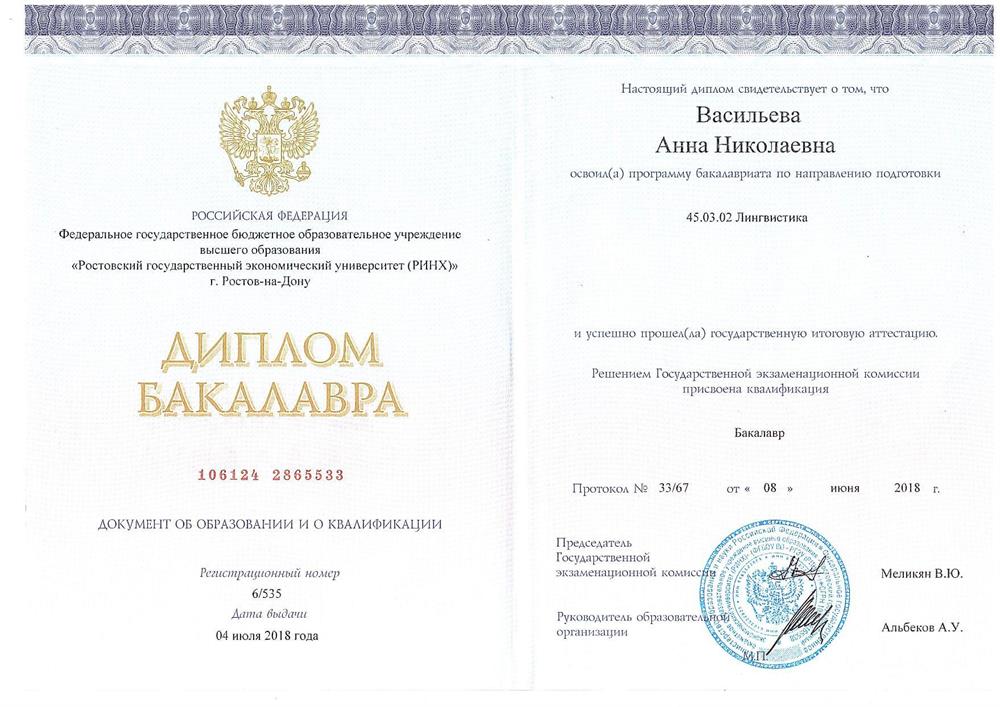 Диплом бакалавра