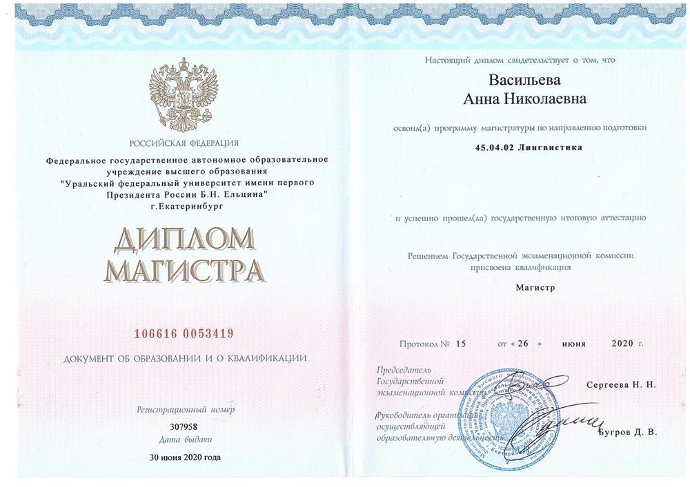 Диплом магистр