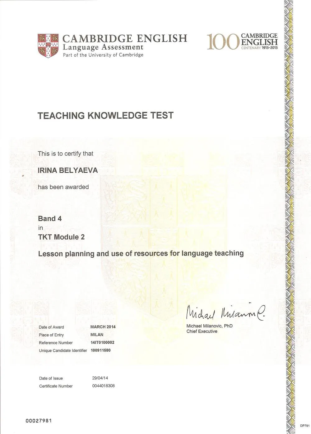 TKT: Lesson planning and use of resources for language teaching