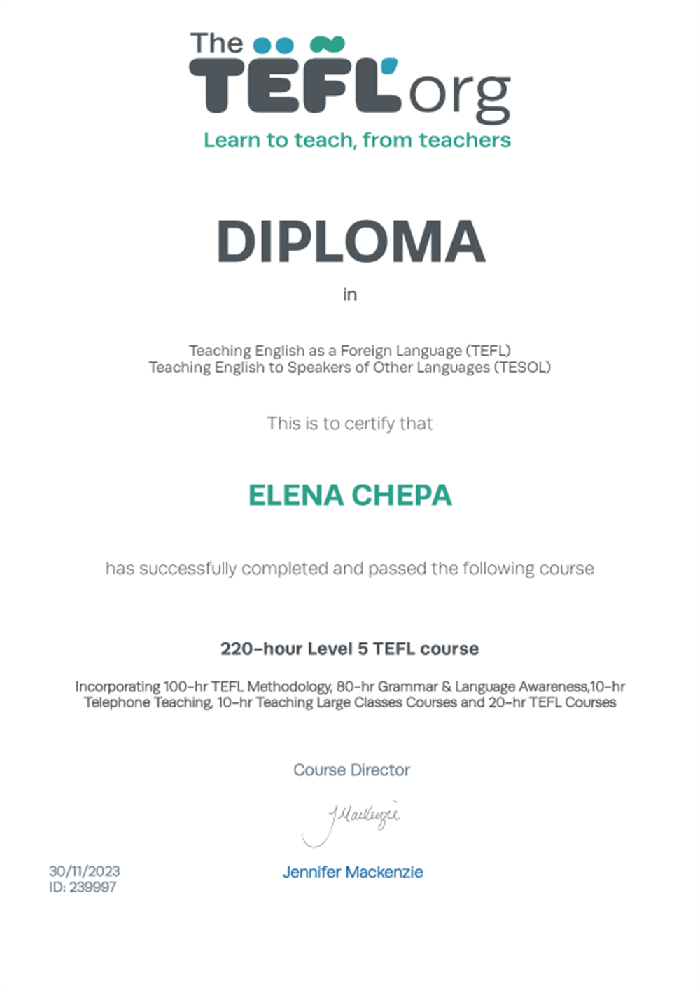 Tefl Diploma