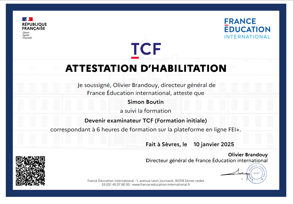 Аттестация: стать экзаменатором TCF