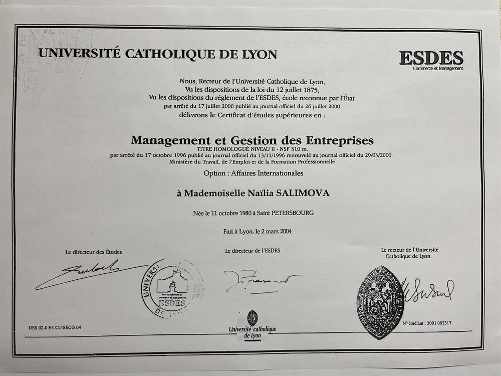 Diplome en Management et gestion des entreprises 