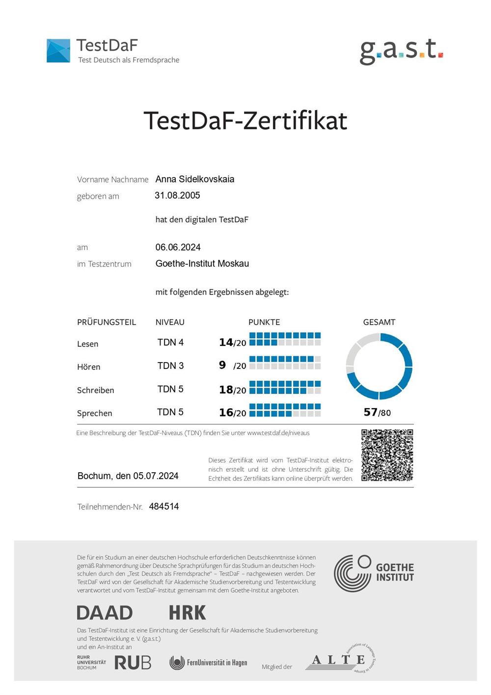 TestDaF Zertifikat C1