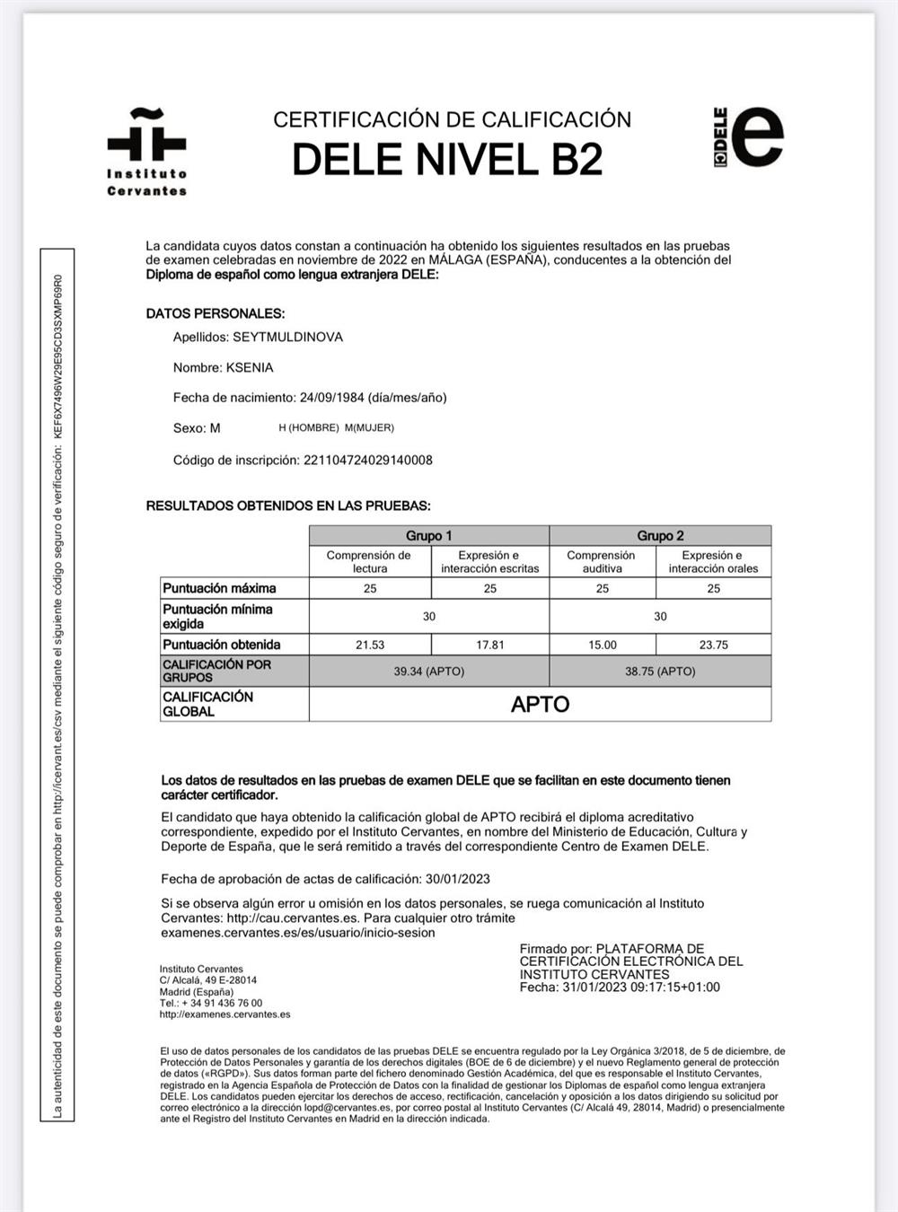 Certificado DELE de Espanol 