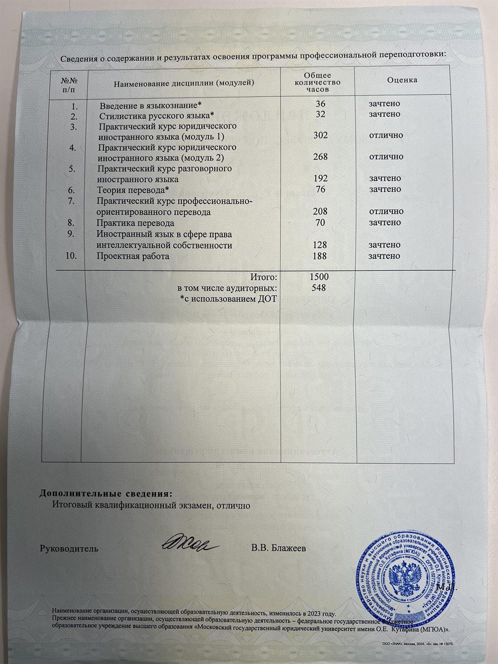 Приложение к диплому 