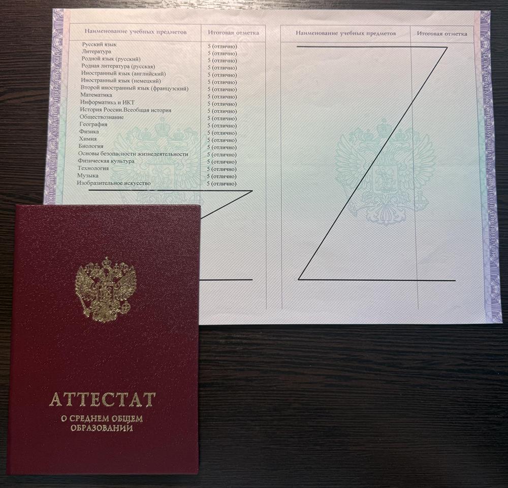 Аттестат о среднем общем образовании (11 классов).