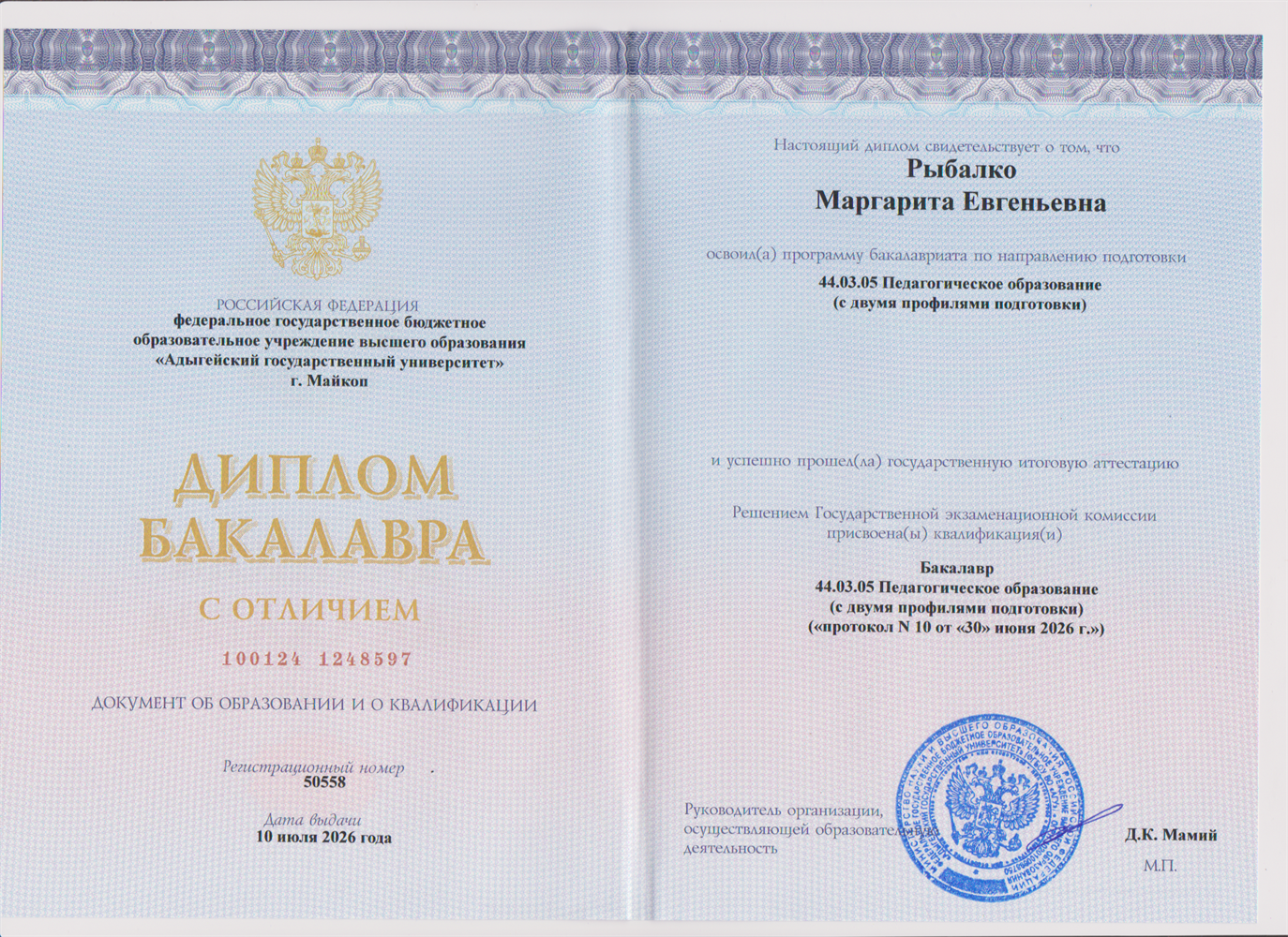 Диплом бакалавра с отличием