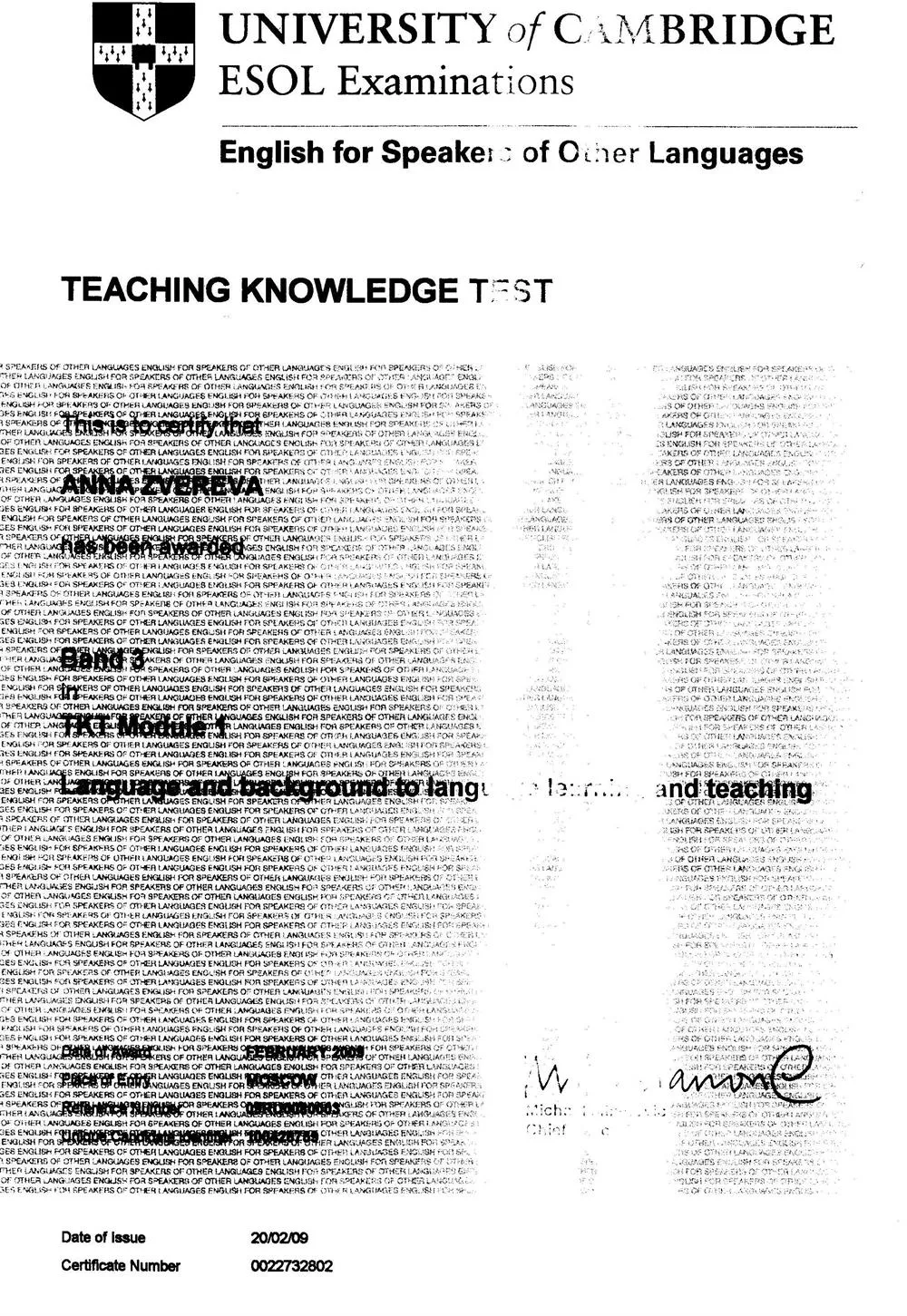 TKT (Module 1)