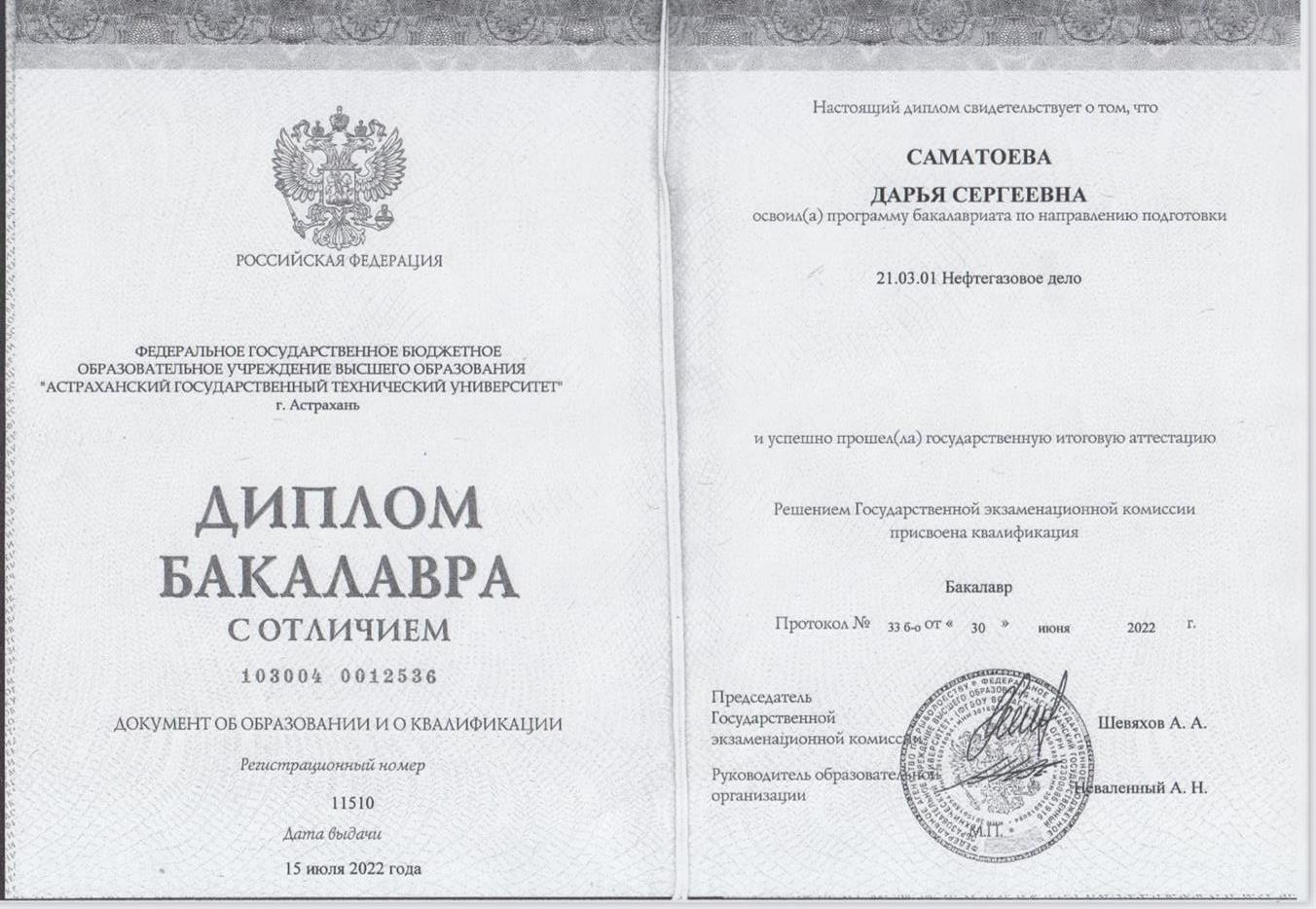 Диплом. Бакалавриат