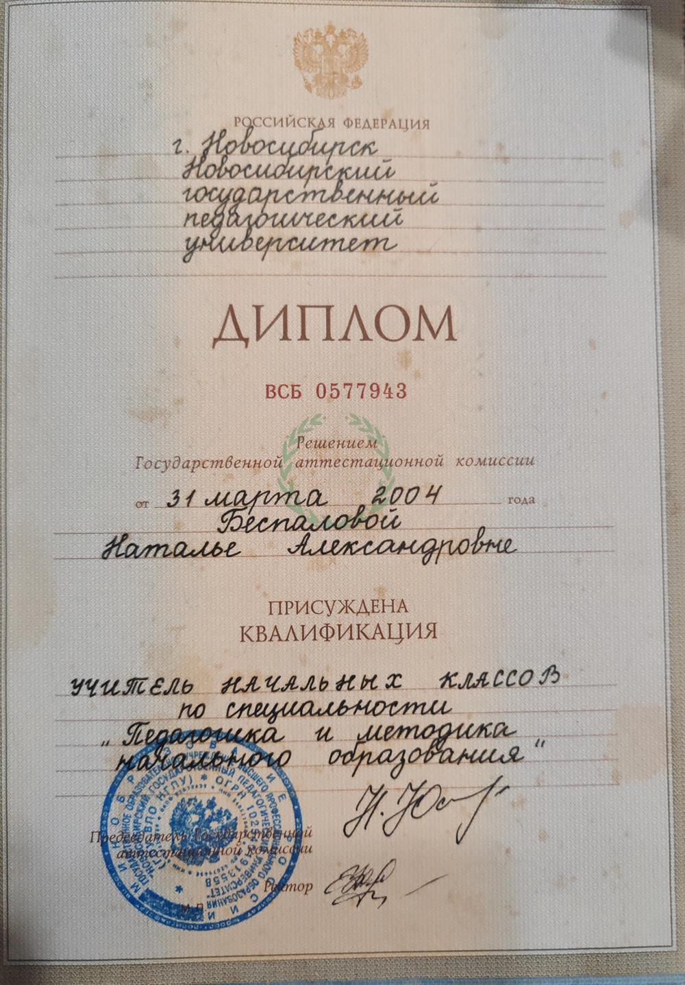 Диплом об образовании