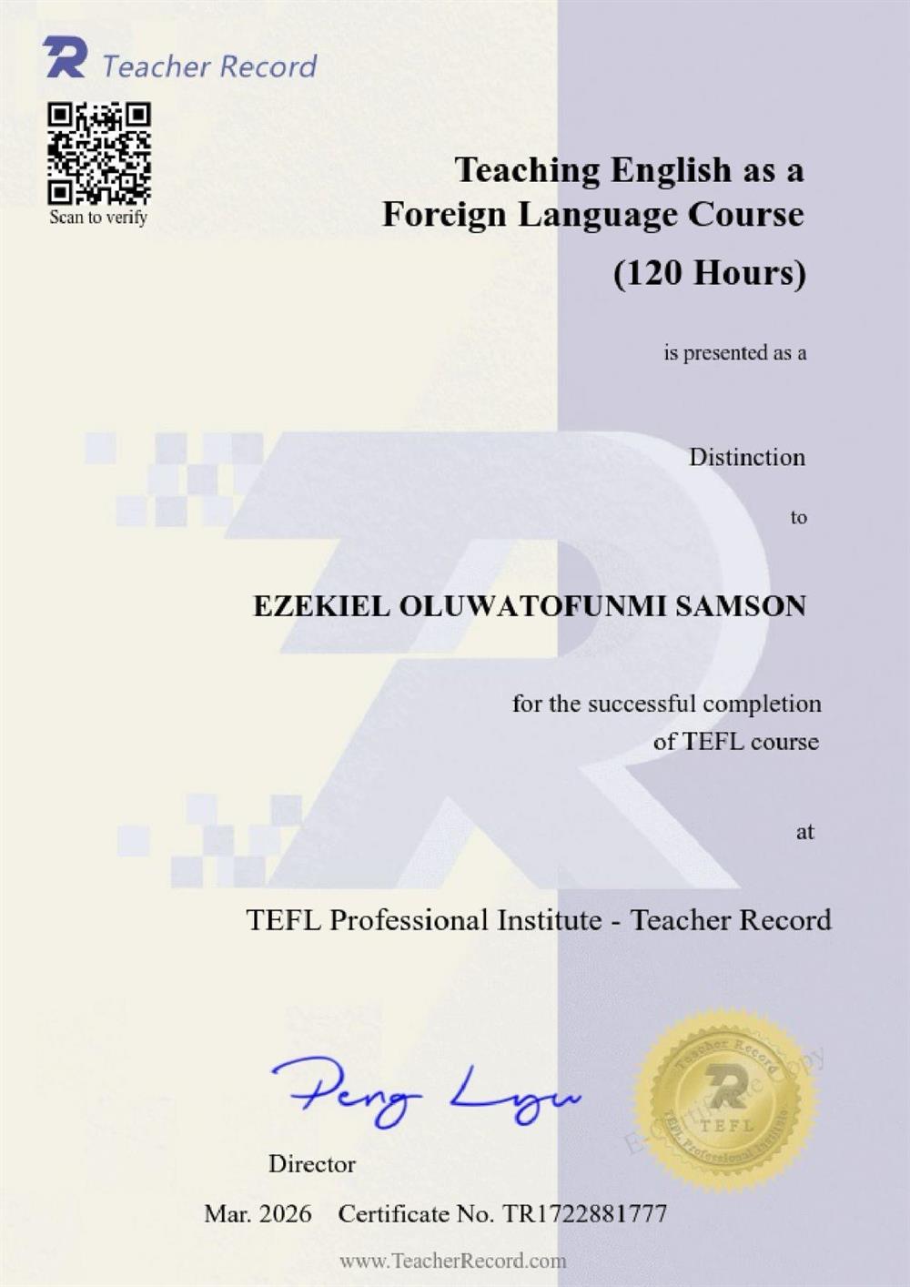 сертификат TEFL
