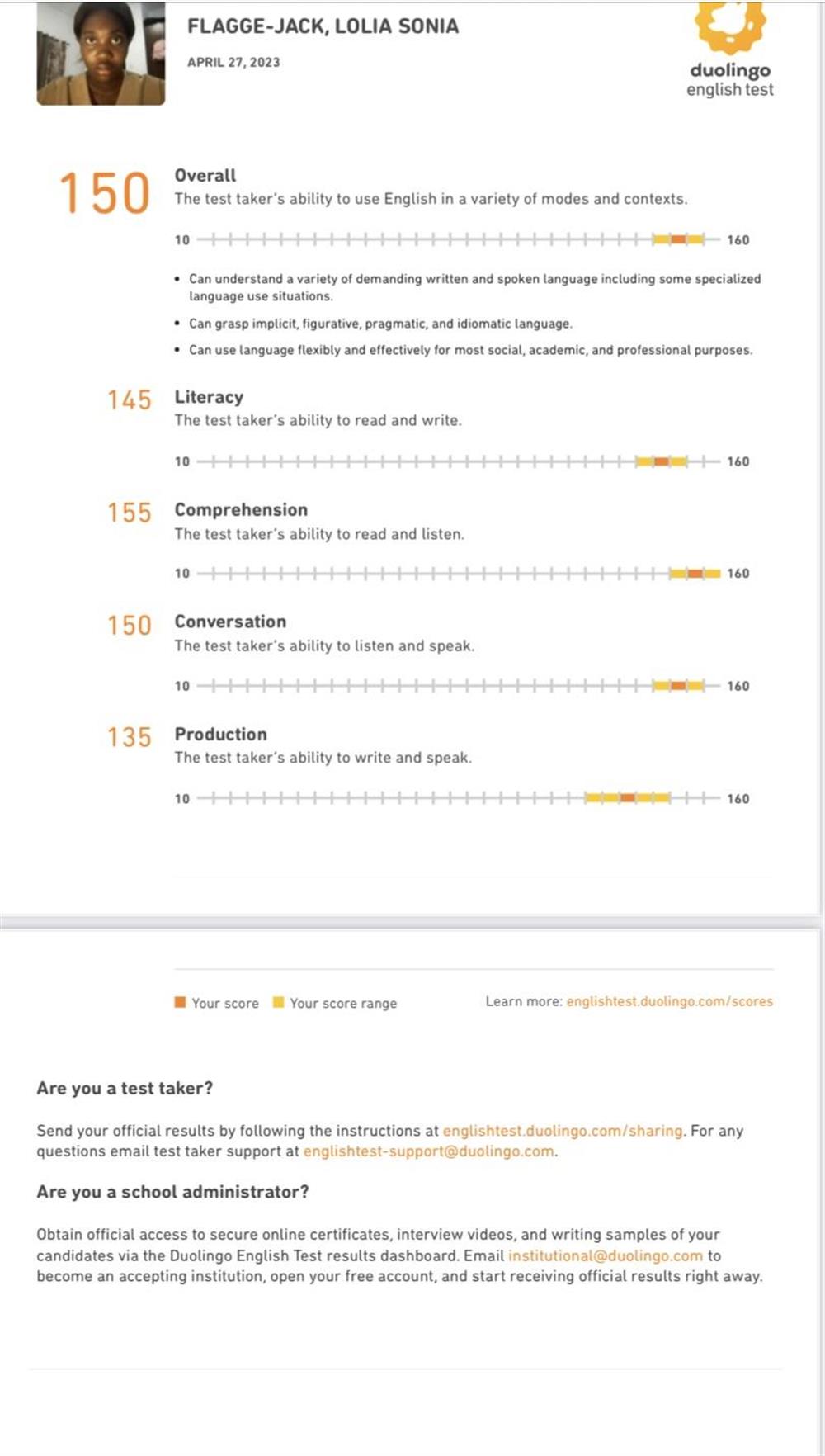 Duolingo English proficiency test