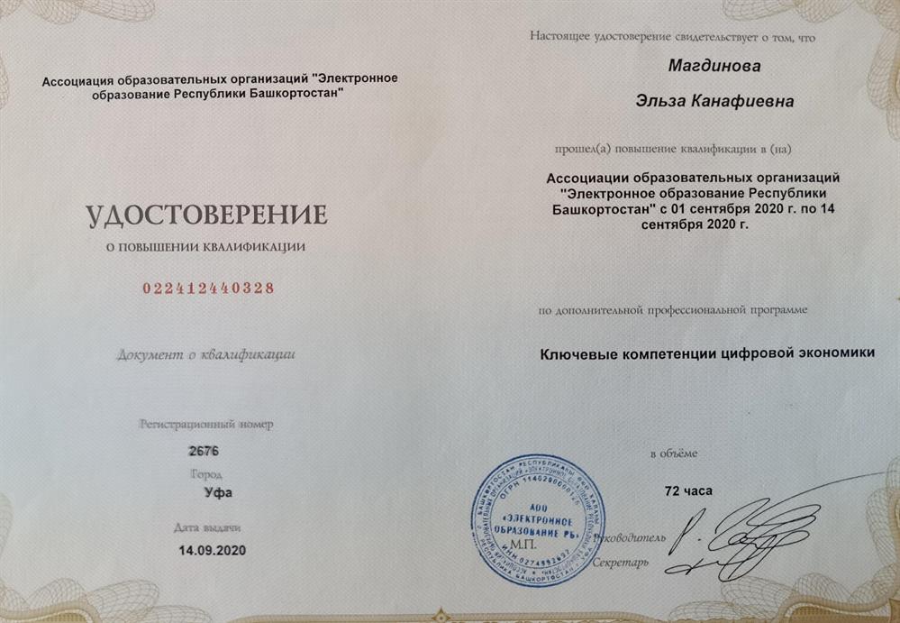 Удостоверение о повышении квалификации