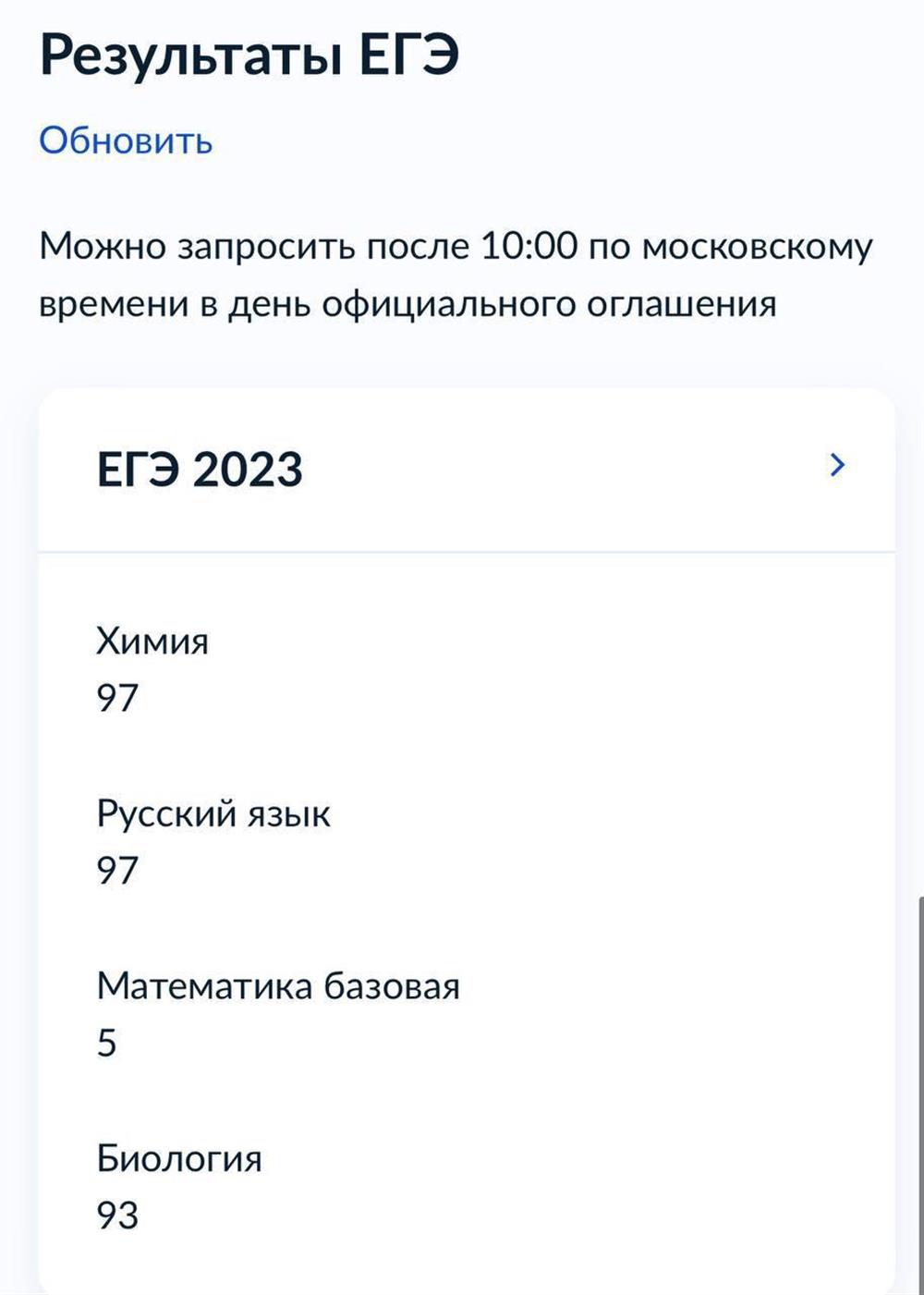 Результаты ЕГЭ