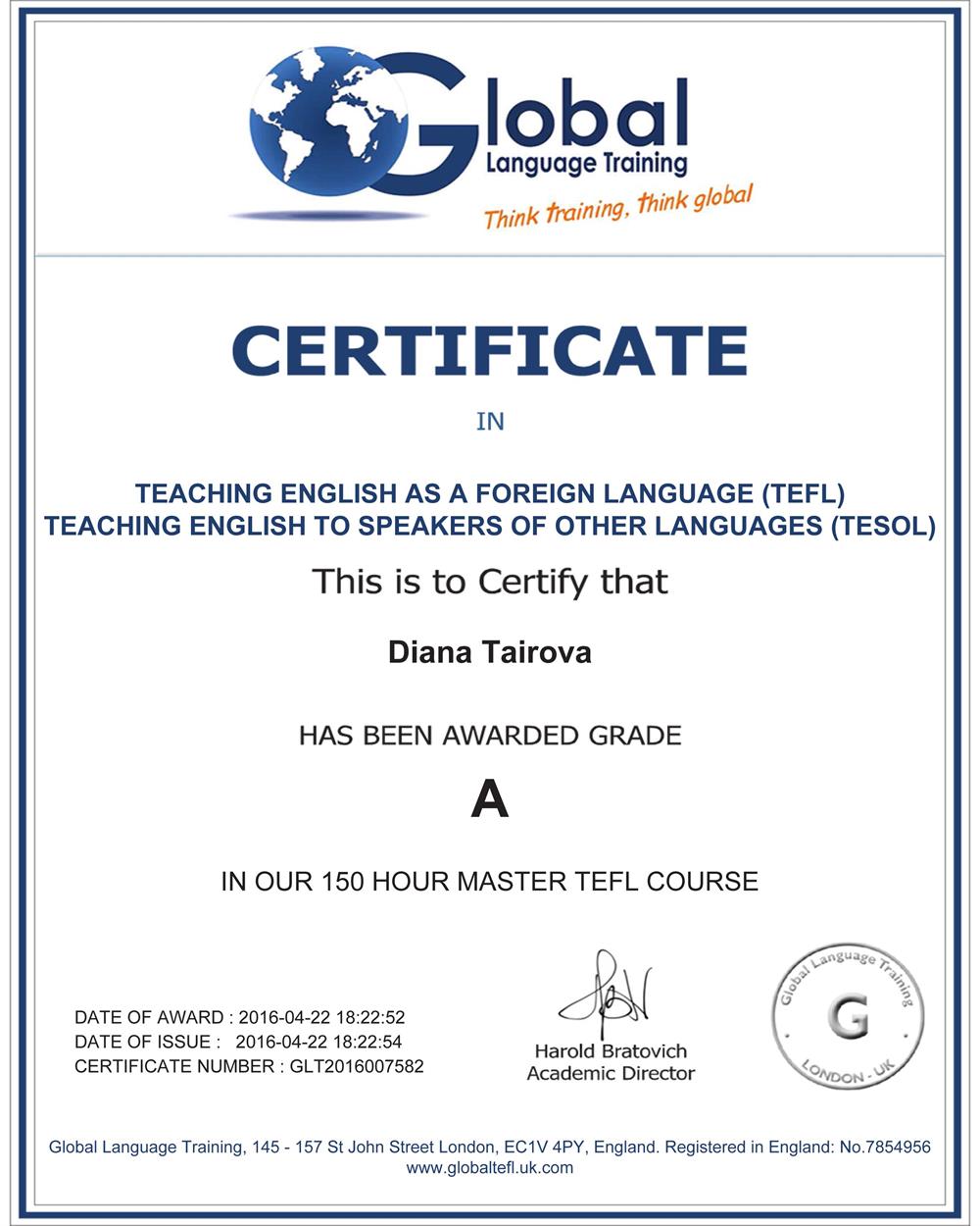 TEFL/TESOL certificate