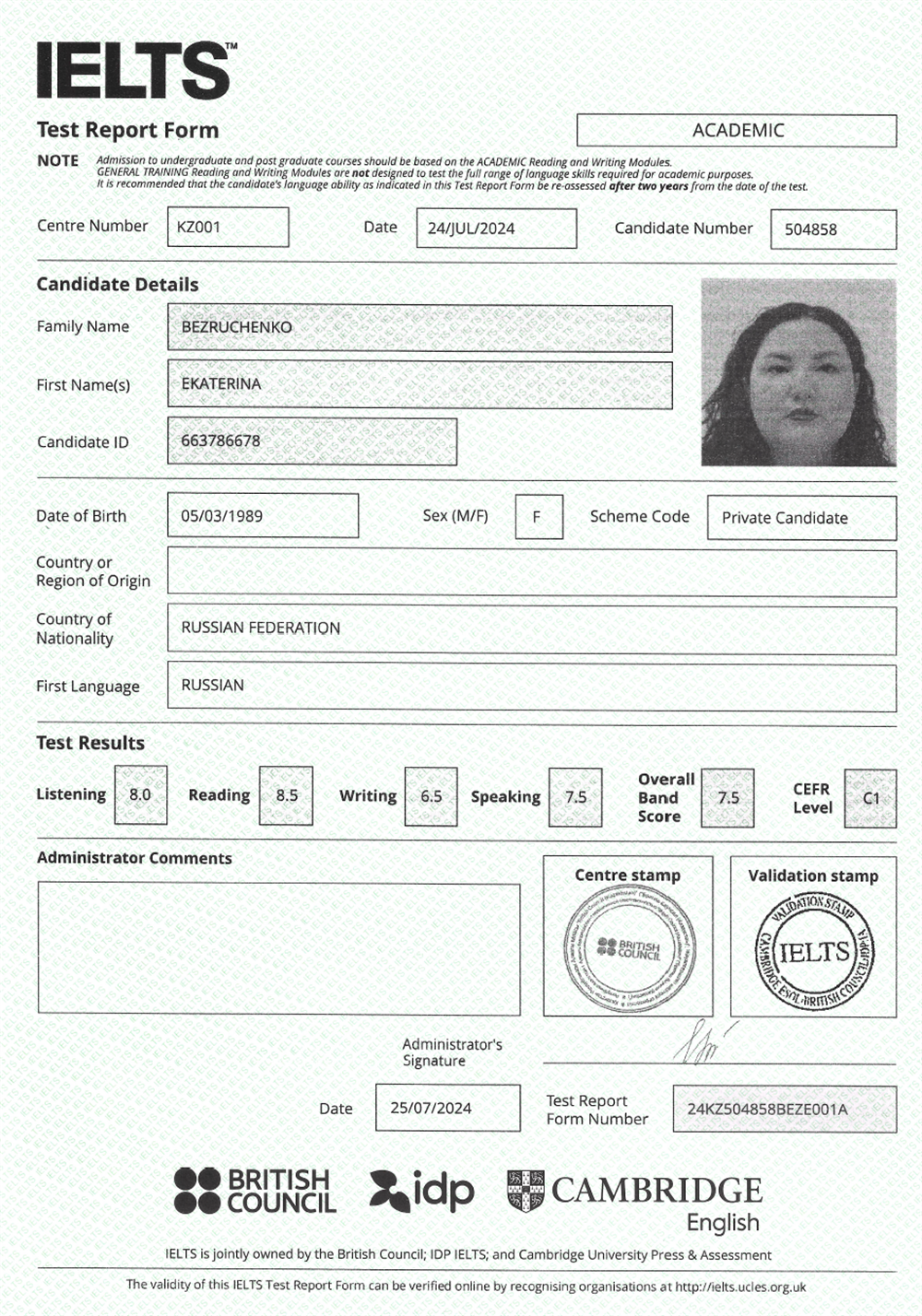 IELTS Academic 2024 7.5