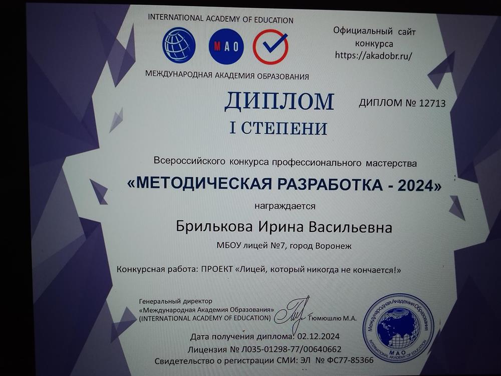 Диплом 1 степени 