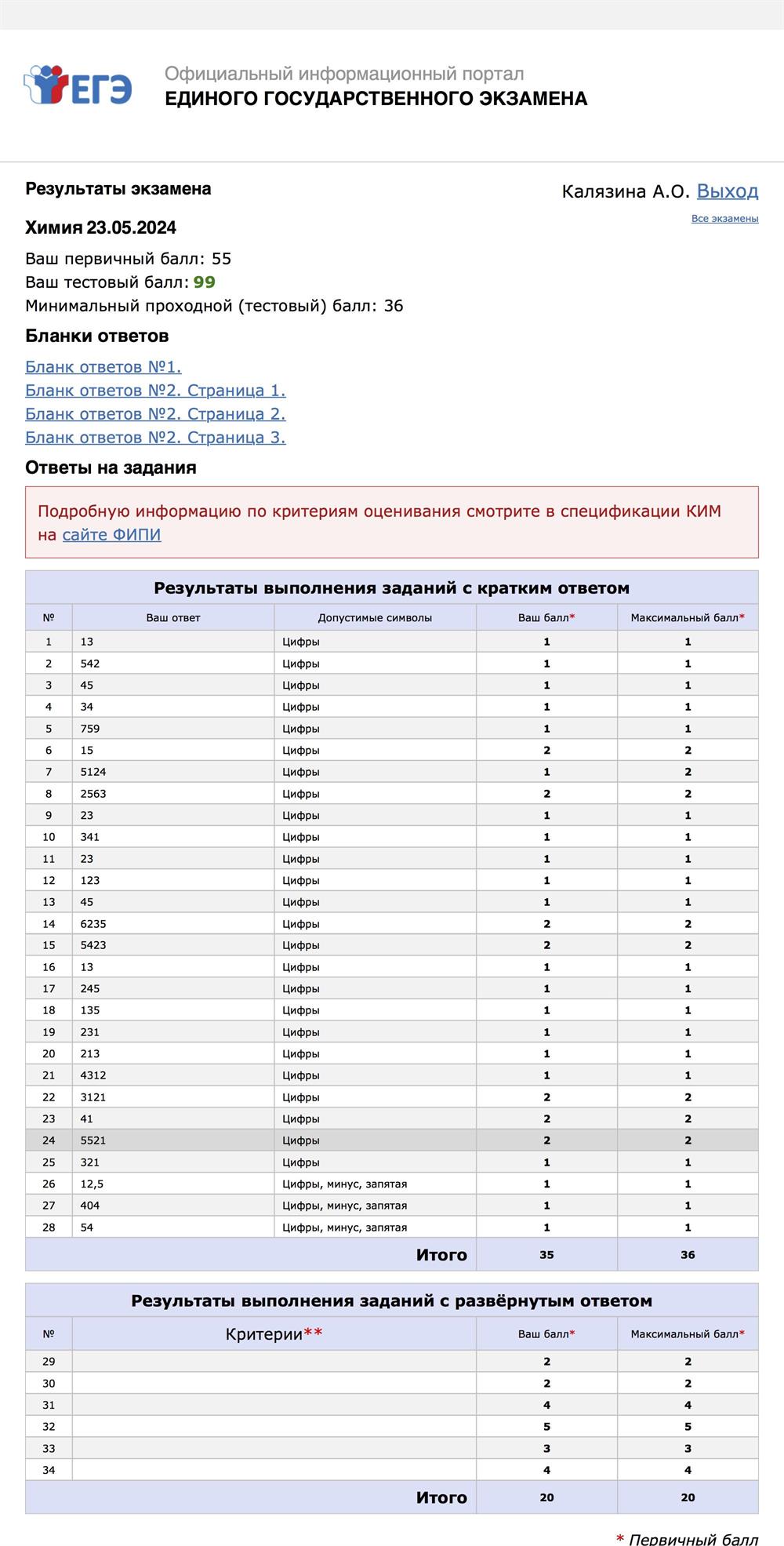 ЕГЭ по химии 2024 - 99 баллов