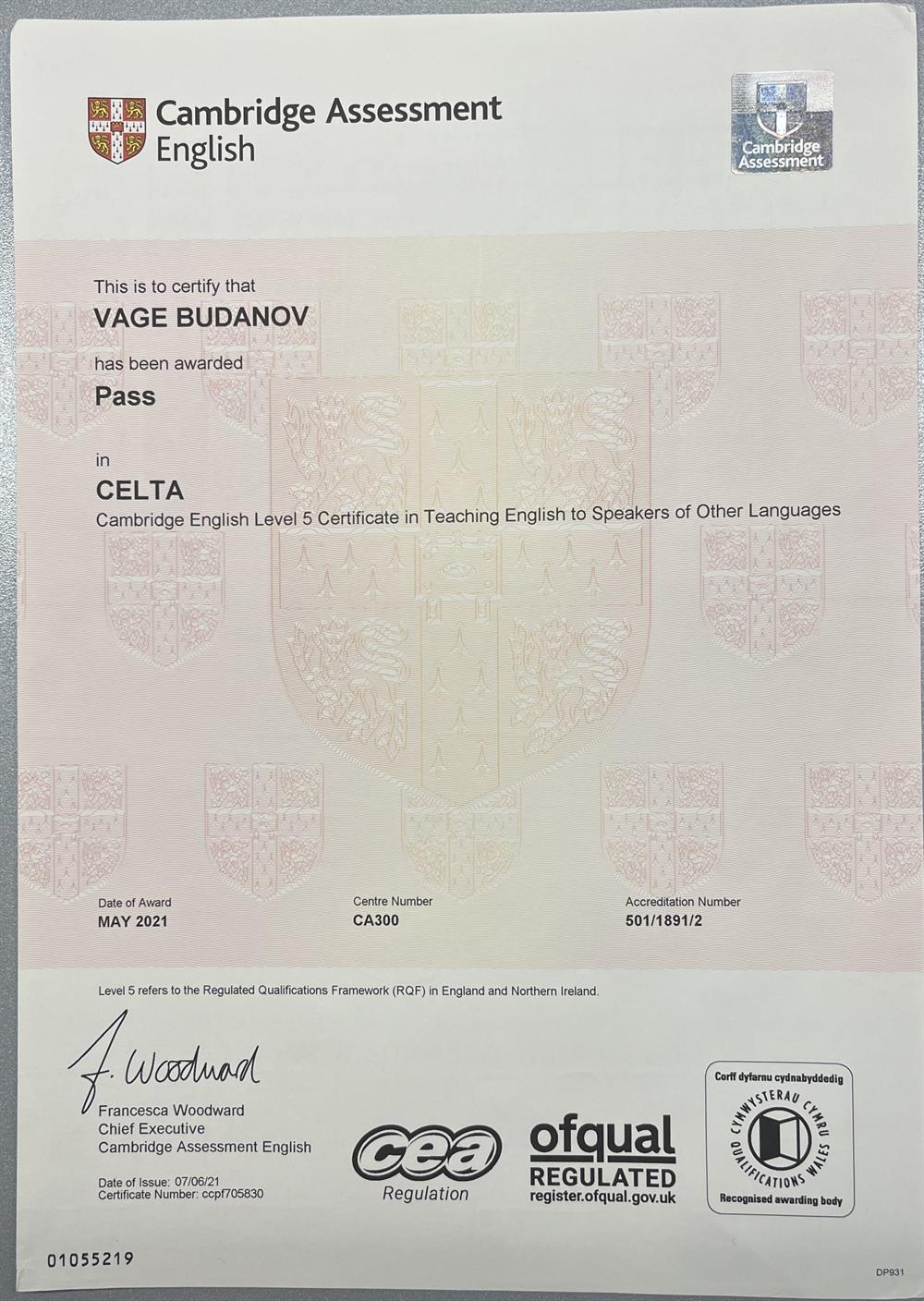 Cambridge Certificate in English Language Teaching to Adults