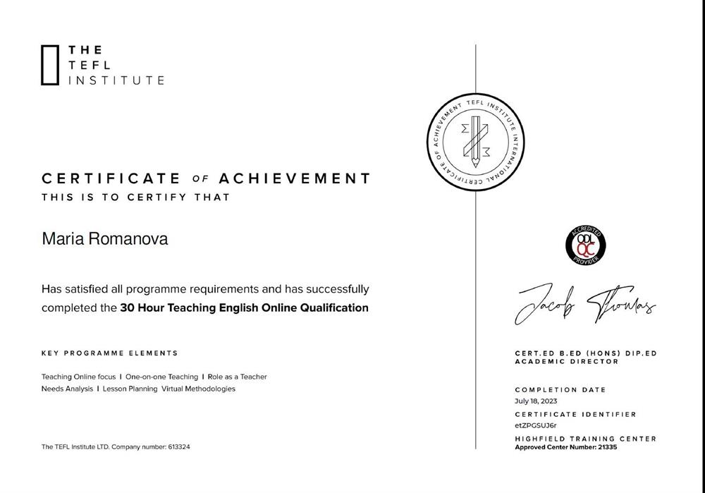 30 Hours of Teaching English Online Qualification
