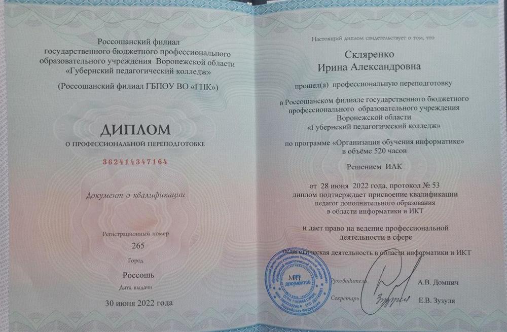 Диплом преподаватель информатики