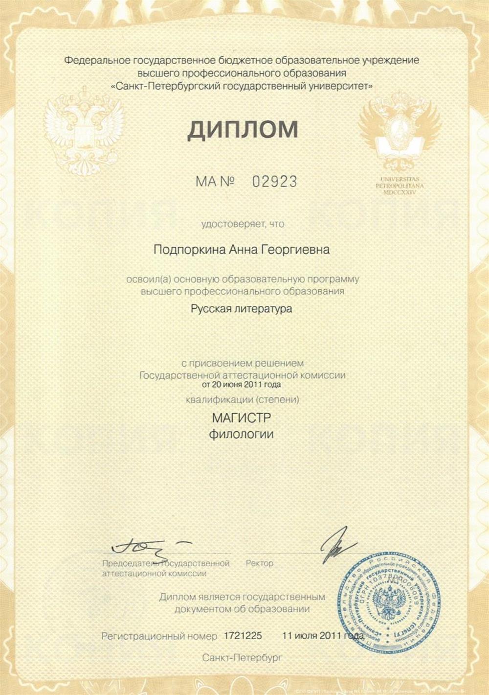 Диплом магистра