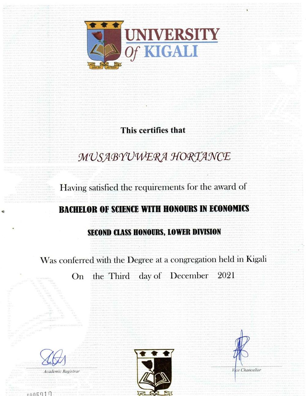 Bachelor degree in economics