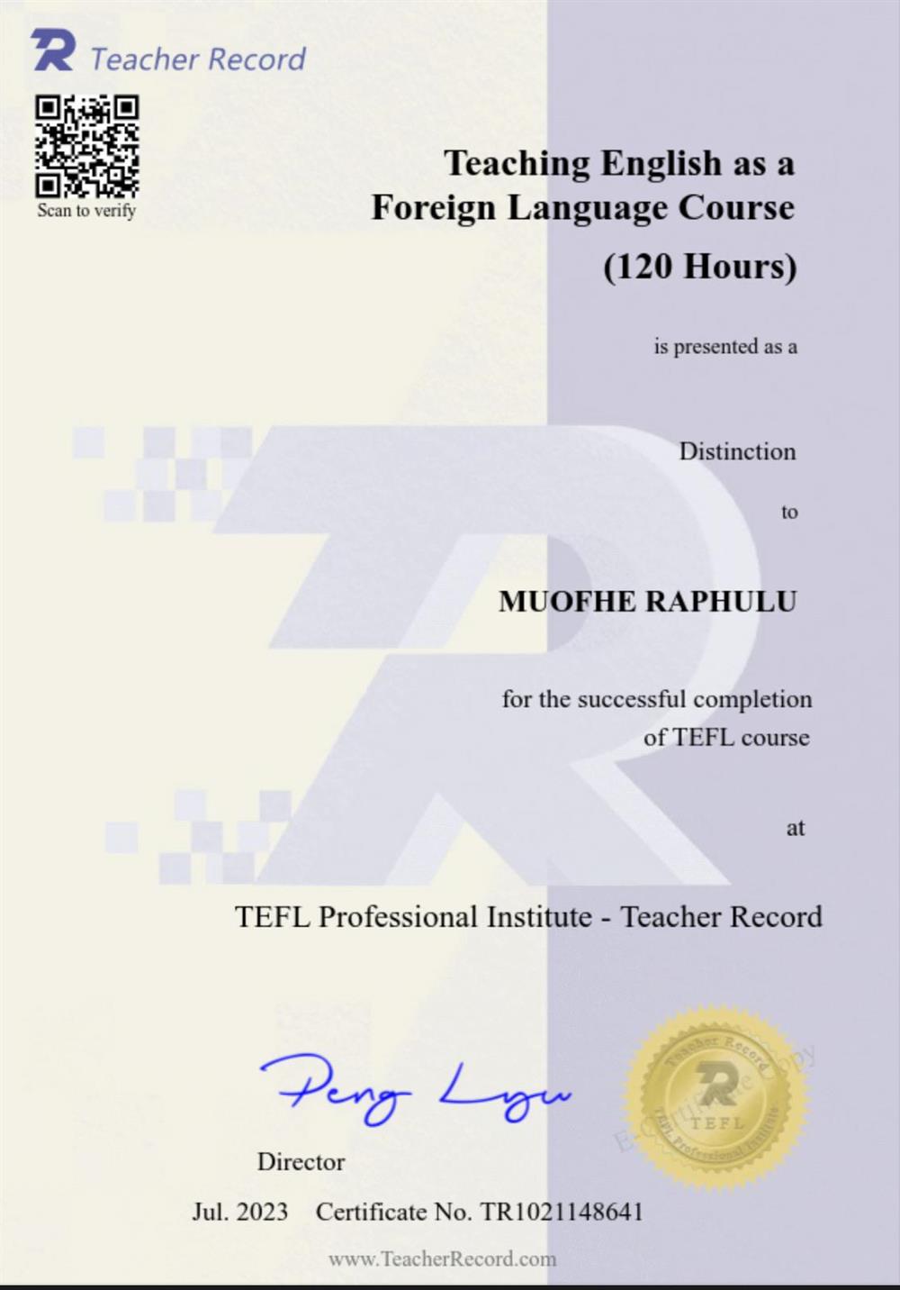 Сертификат TEFL