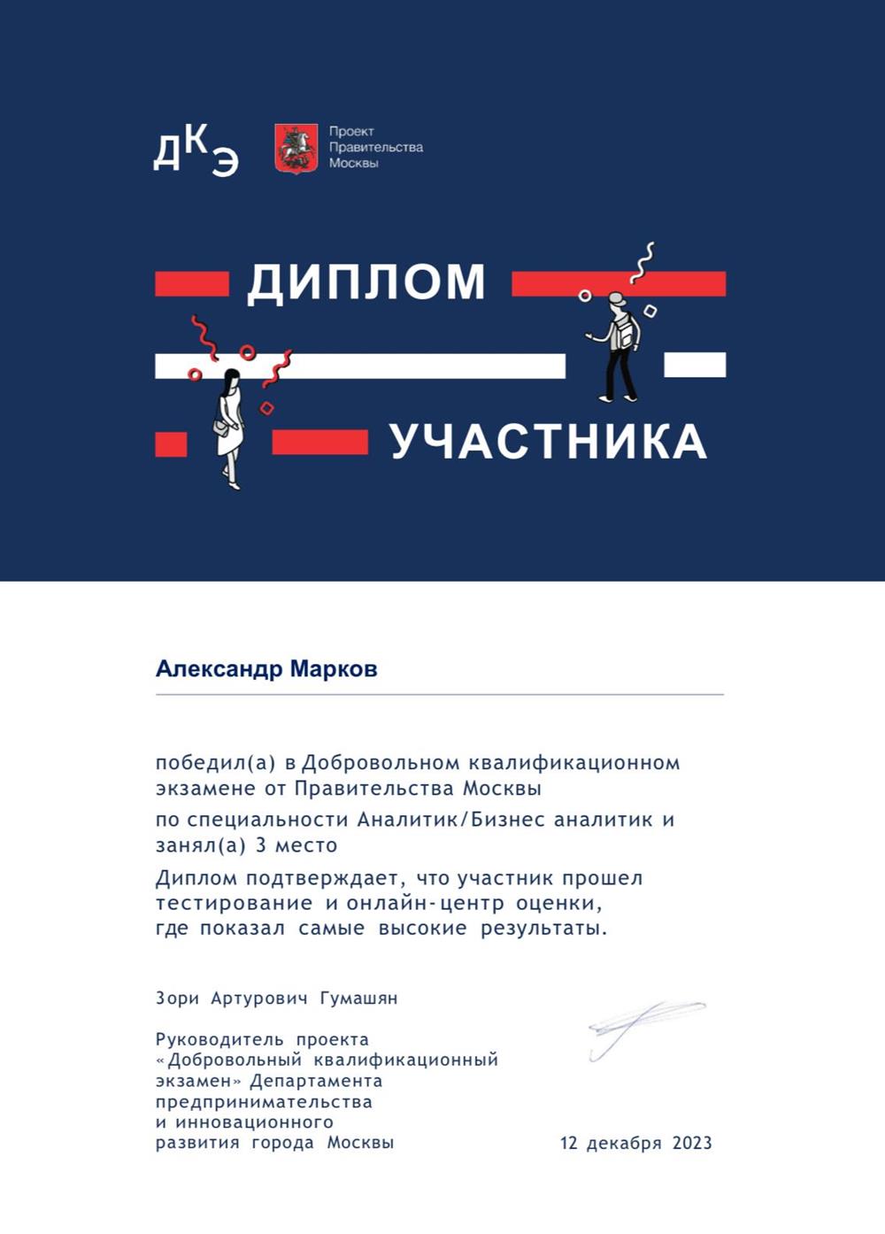 Диплом квалификационного экзамена