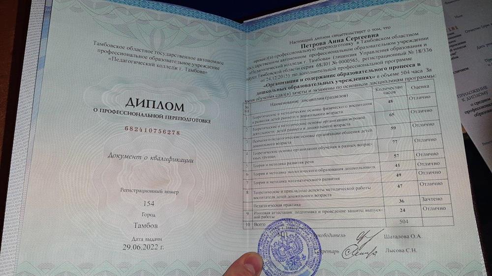 Диплом о профессиональной переподготовке