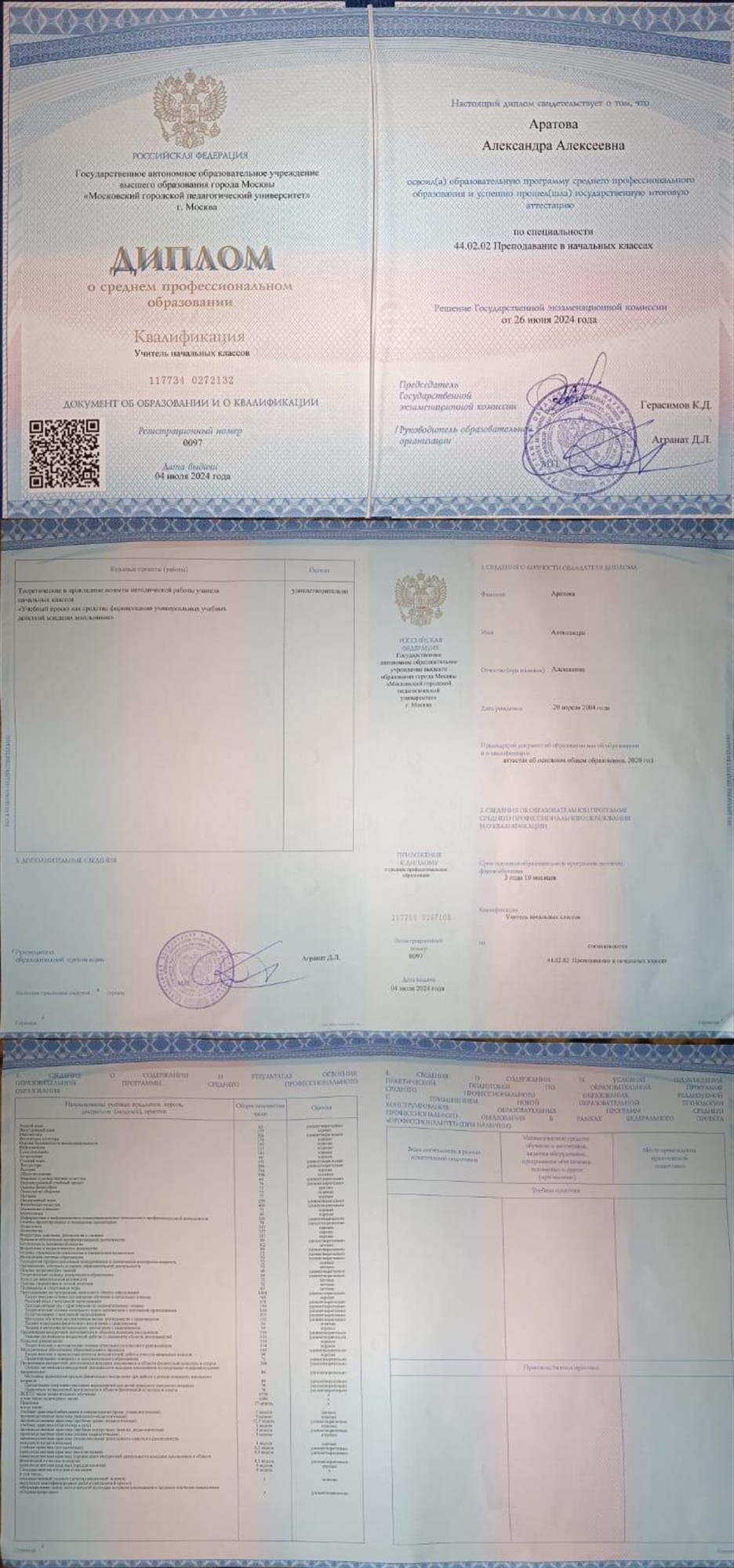 Диплом о среднем профессиональном образовании 