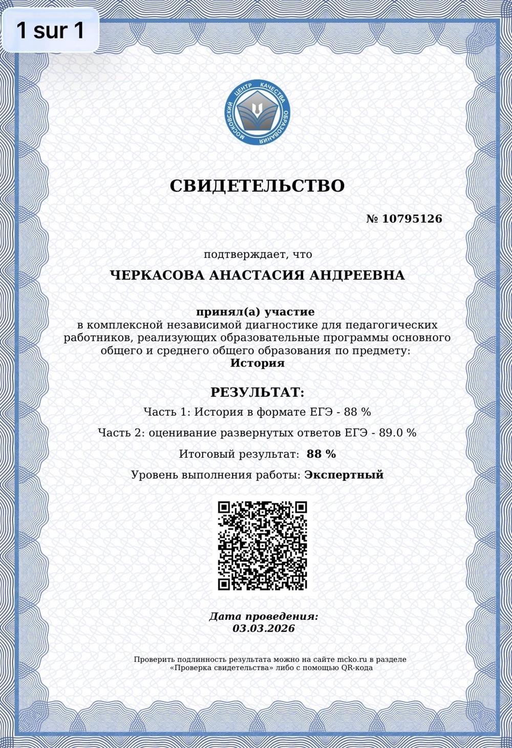 МЦКО, экспертный уровень