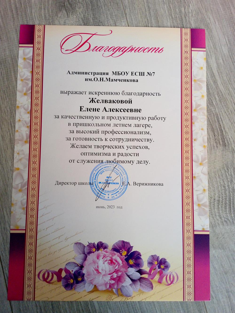 Благодарность