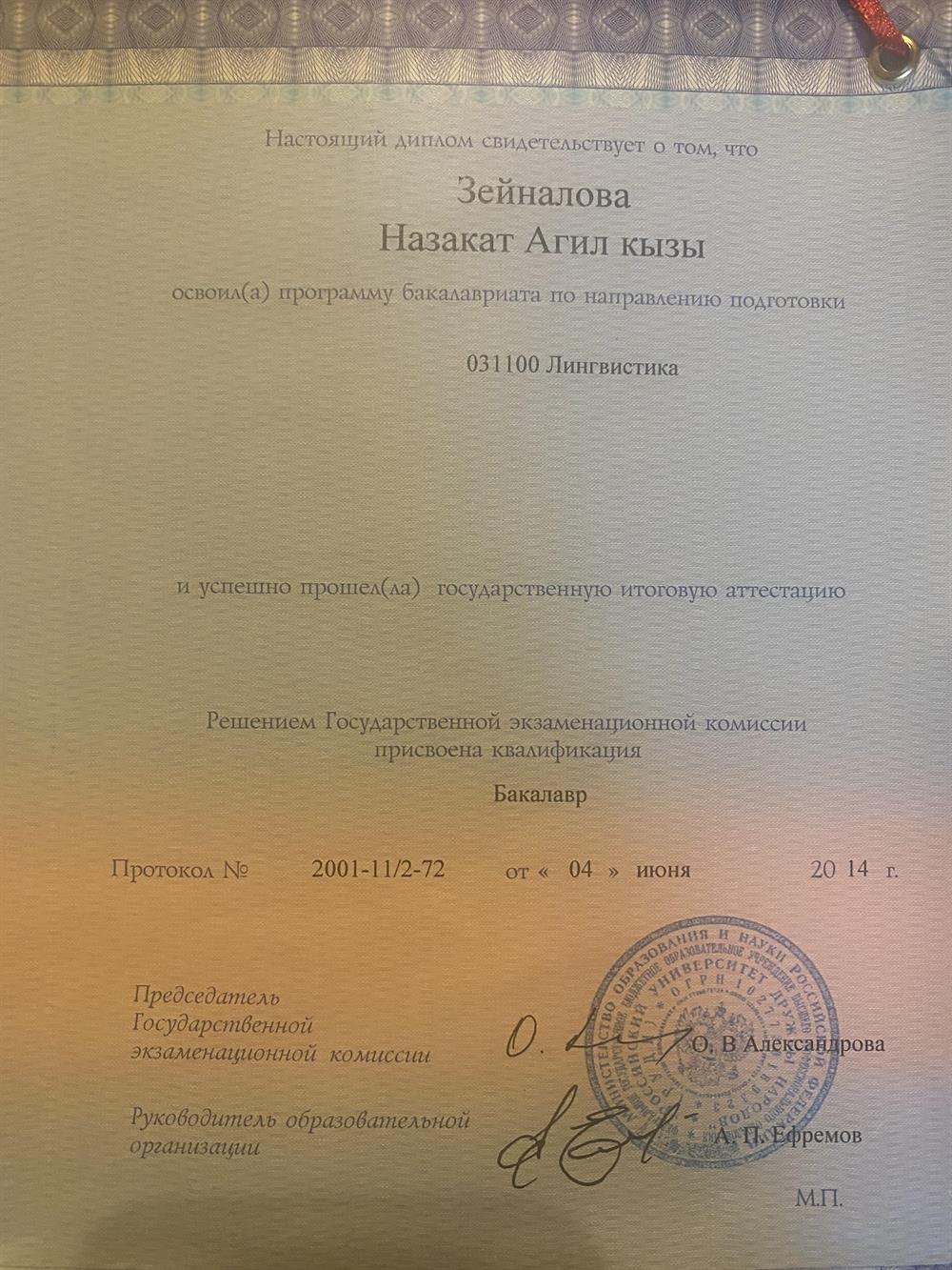 Диплом бакалавра