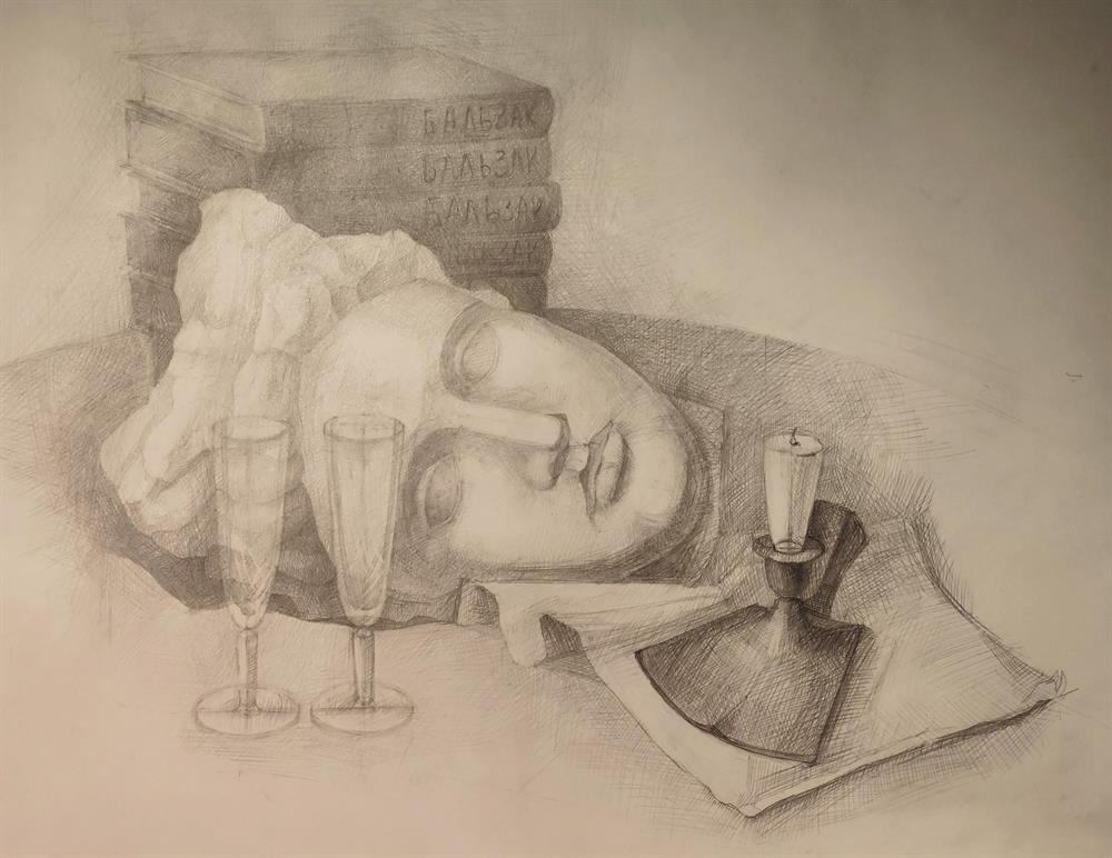 Рисунок. Натюрморт с маской Аполлона