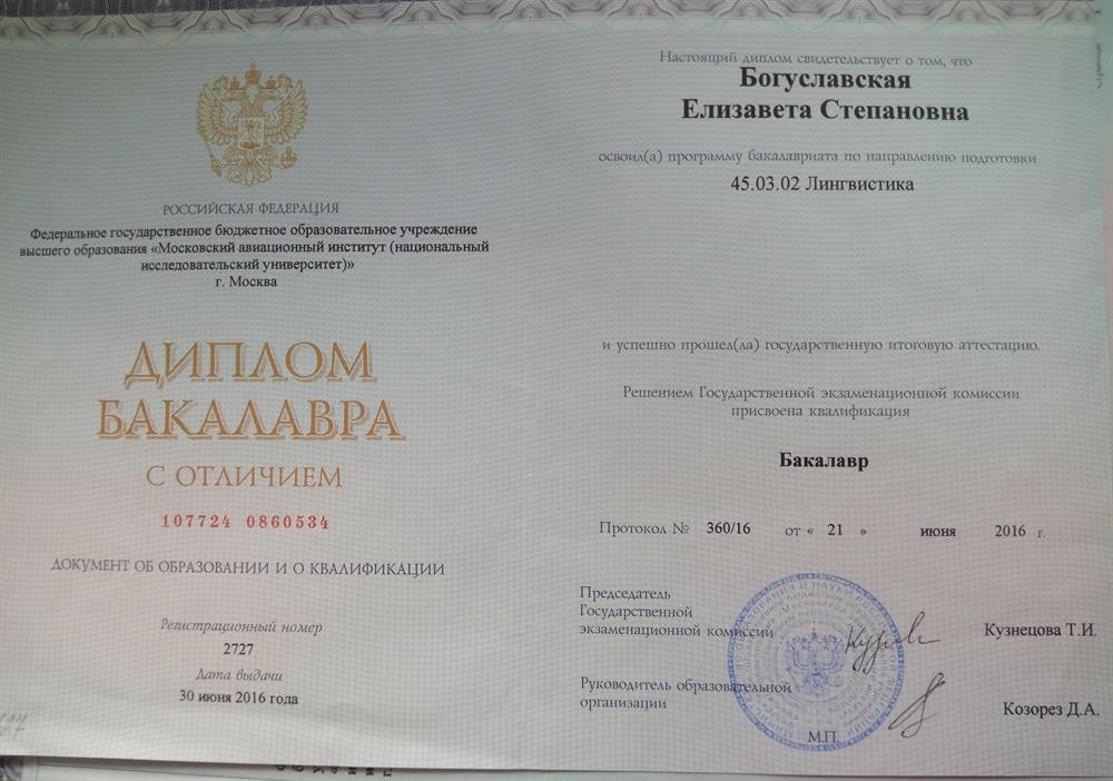 Диплом об образовании 