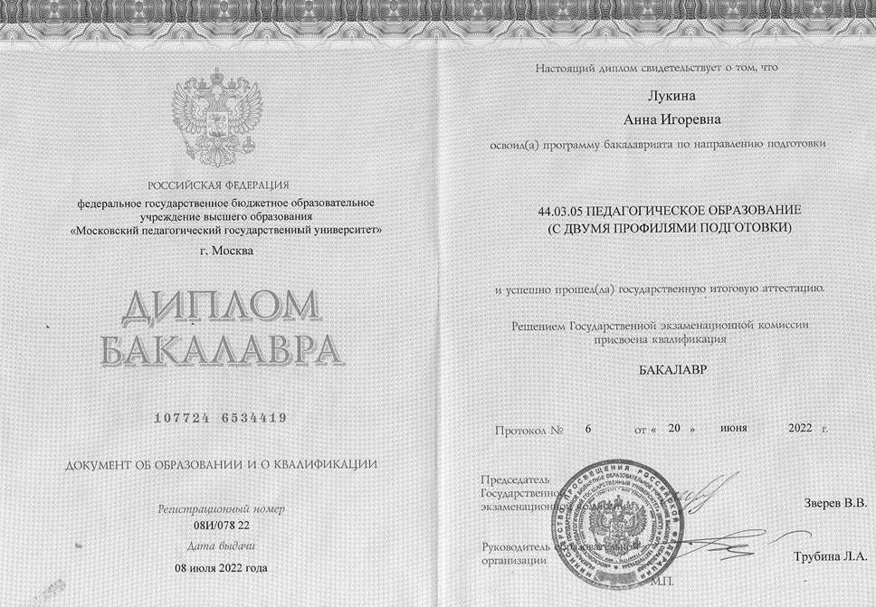 Диплом Бакалавра